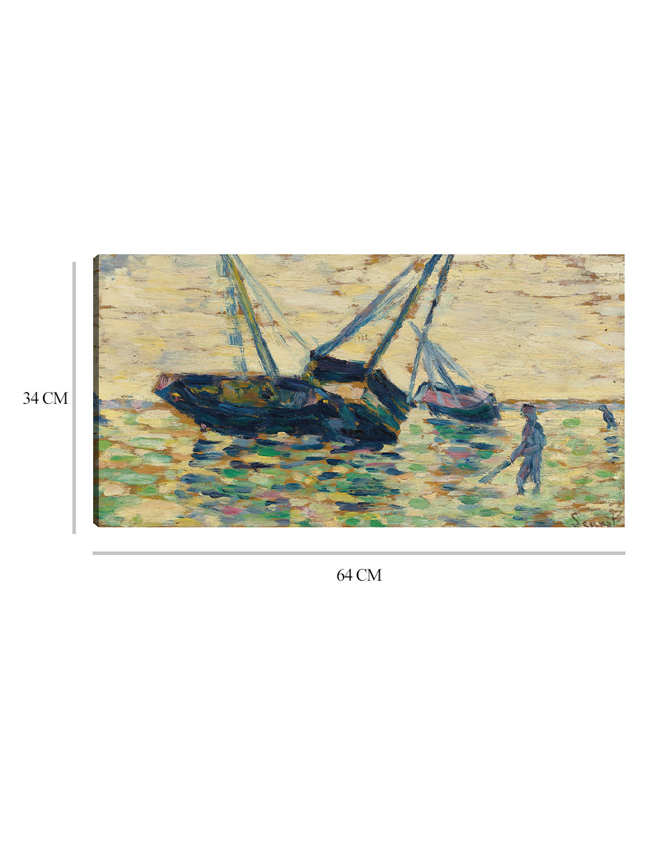 Foto 7 pulgar | Cuadro Decorativo - Tres Barcos Y Un Marinero (1885)- Georges Seurat - 34x64 - Fine Art Tj