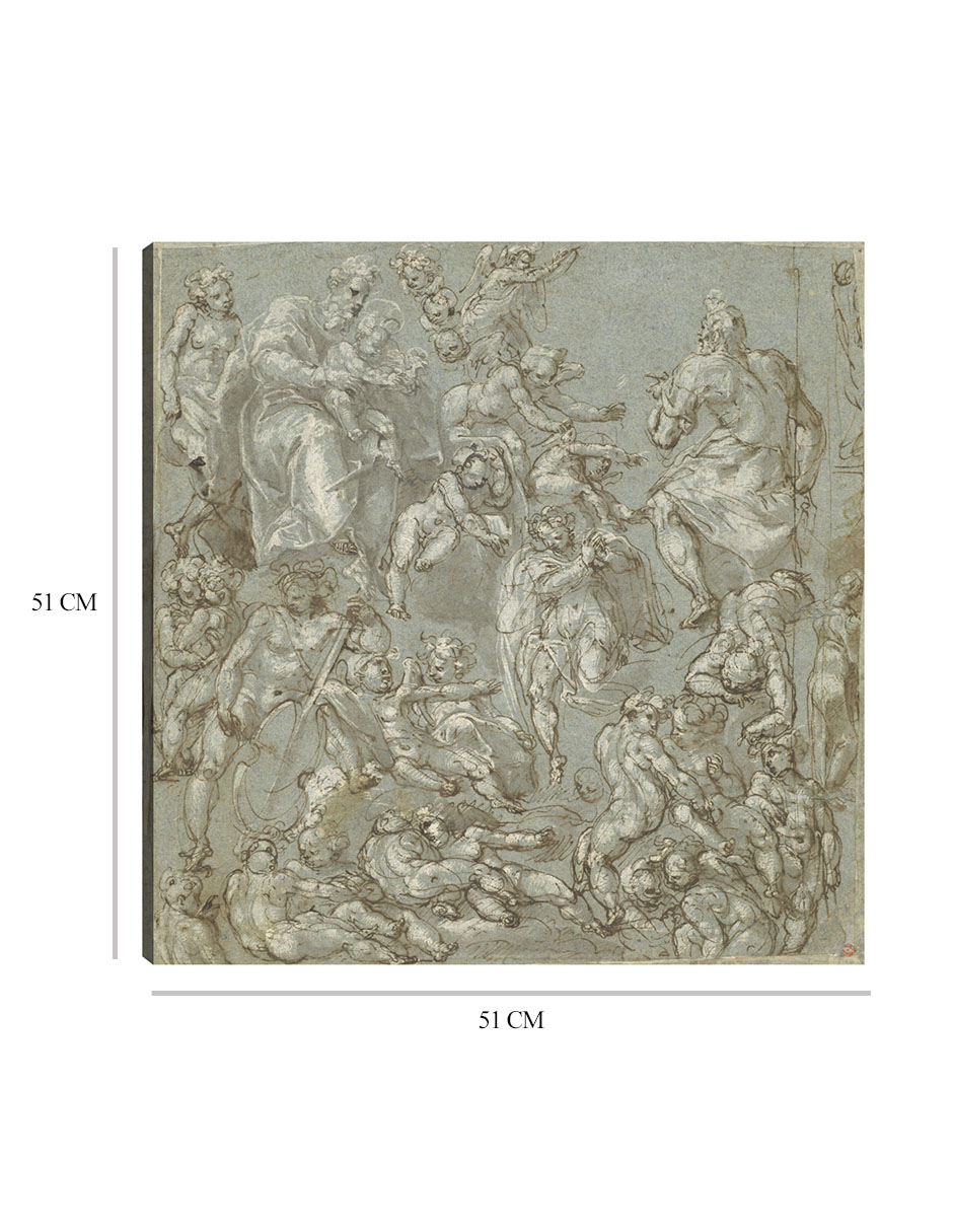 Foto 7 pulgar | Cuadro Decorativo - San José Y El Niño Jesús Con Ángeles Y Amorcillos (1590-1600)- Cesare Polini - 51x51 - Fine Art Tj