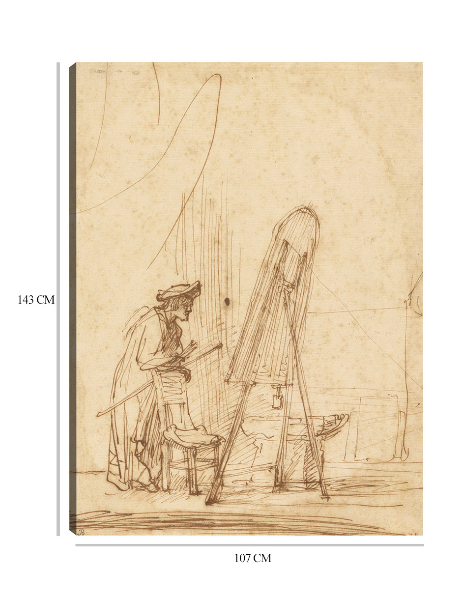 Foto 7 pulgar | Cuadro Decorativo - Un Artista En Su Estudio (1630)- Rembrandt Van Rijn - Abstracto - 107x143 - Impresión En Li