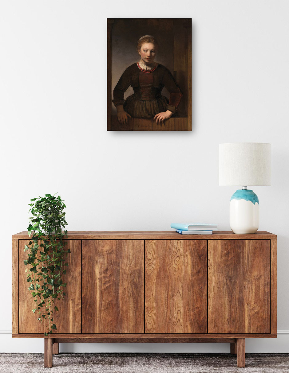 Foto 3 pulgar | Cuadro Decorativo - Mujer Joven En Una Media Puerta Abierta (1645)- Rembrandt Van Rijn - Fotografía - 69x92 - Fine Art