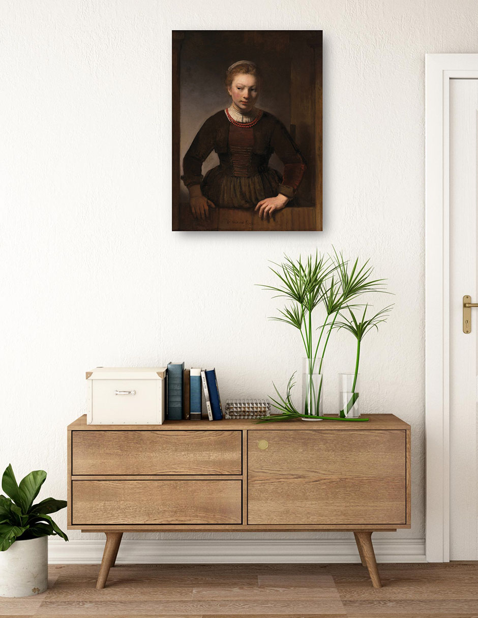 Foto 4 pulgar | Cuadro Decorativo - Mujer Joven En Una Media Puerta Abierta (1645)- Rembrandt Van Rijn - Fotografía - 69x92 - Fine Art
