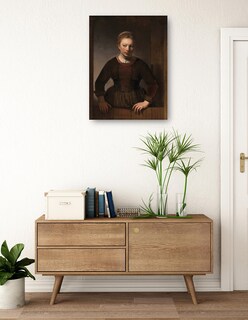 Foto 3 | Cuadro Decorativo - Mujer Joven En Una Media Puerta Abierta (1645)- Rembrandt Van Rijn - Fotografía - 69x92 - Fine Art