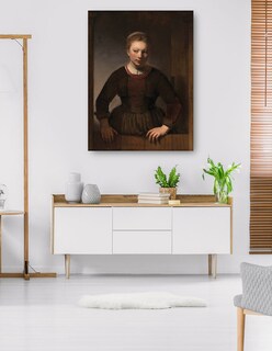 Foto 5 | Cuadro Decorativo - Mujer Joven En Una Media Puerta Abierta (1645)- Rembrandt Van Rijn - Fotografía - 69x92 - Fine Art