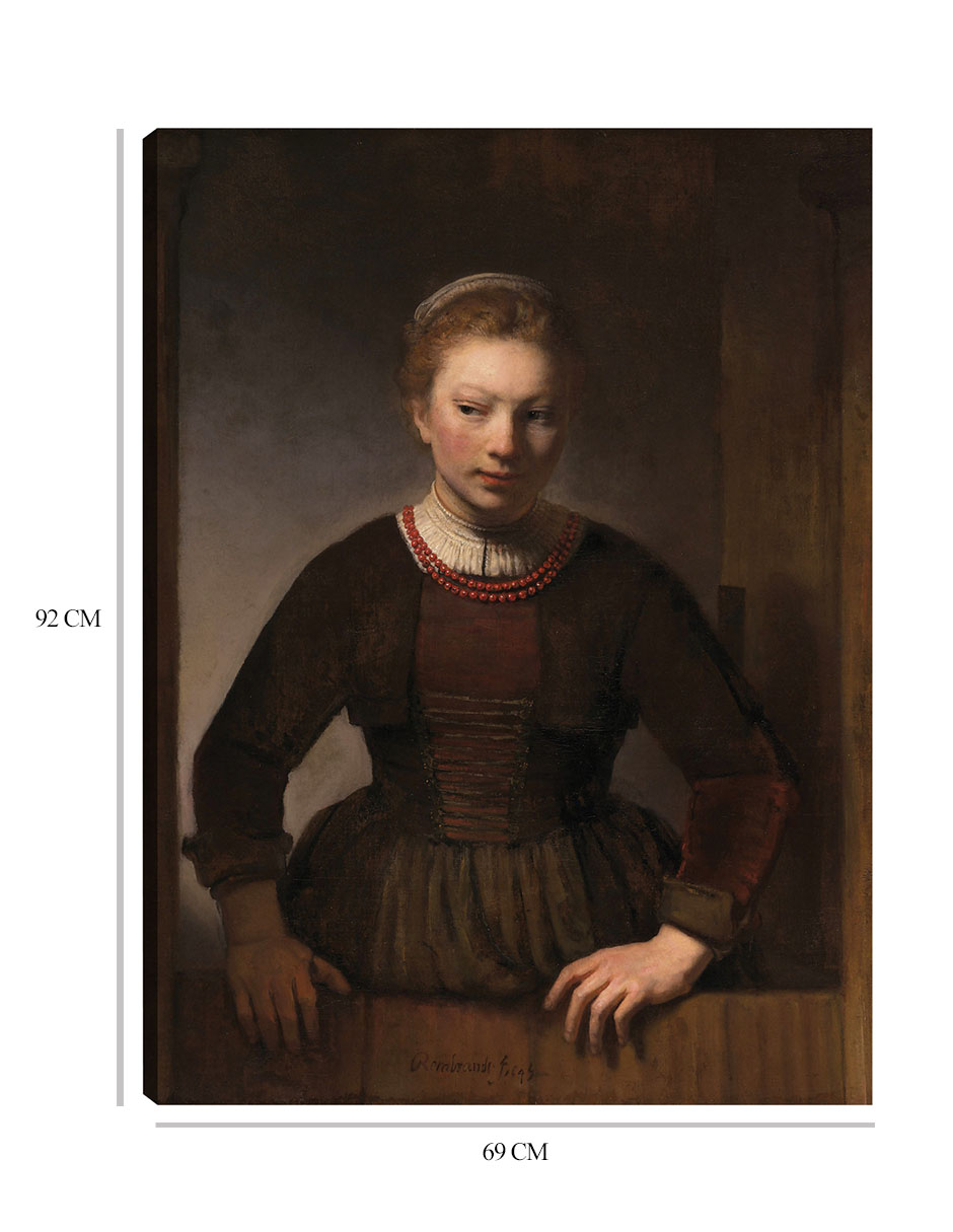 Foto 7 pulgar | Cuadro Decorativo - Mujer Joven En Una Media Puerta Abierta (1645)- Rembrandt Van Rijn - Fotografía - 69x92 - Fine Art