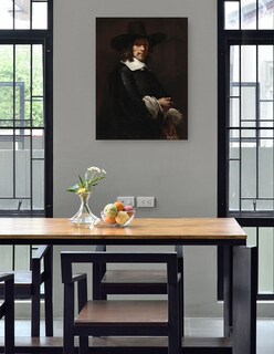 Foto 4 | Cuadro Decorativo - Retrato De Un Caballero Con Sombrero Alto Y Guantes, C. 1656/165- Rembrandt Van Rijn - 69x92 -
