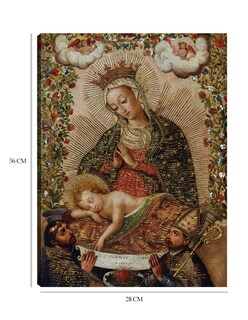 Foto 6 | Cuadro Decorativo - La Virgen Adorando Al Niño Jesús Con Dos Santos (siglo Xviii)- Cuzco School - Religión -