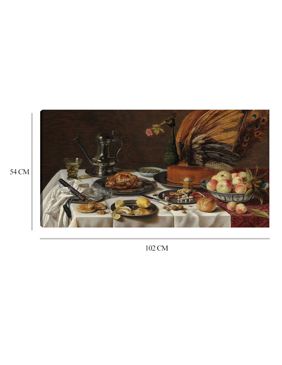 Foto 7 pulgar | Cuadro Decorativo - Naturaleza Muerta Con Pastel De Pavo Real- Pieter Claesz - Fotografía - 54x102 - Fine Art Tj