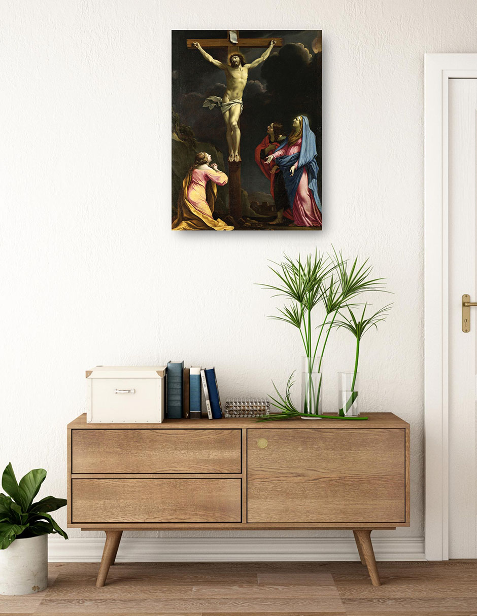 Foto 4 pulgar | Cuadro Decorativo - Cristo En La Cruz Con La Virgen Y Los Santos.- Eustache Le Sueur - Religión - 46x61 - Fine Art Tj