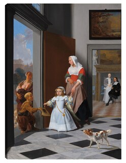 Foto 1 | Cuadro Decorativo - Una Enfermera Y Un Niño En Un Vestíbulo Elegante- Jacob Ochtervelt - Fotografía - 69x92 - Fine A