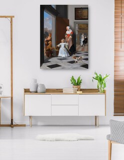 Foto 5 | Cuadro Decorativo - Una Enfermera Y Un Niño En Un Vestíbulo Elegante- Jacob Ochtervelt - Fotografía - 69x92 - Fine A
