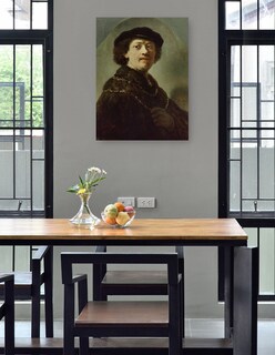 Foto 4 | Cuadro Decorativo - Autorretrato Con Gorra Negra (1637)- Rembrandt Van Rijn - Fotografía - 46x61-impresión En
