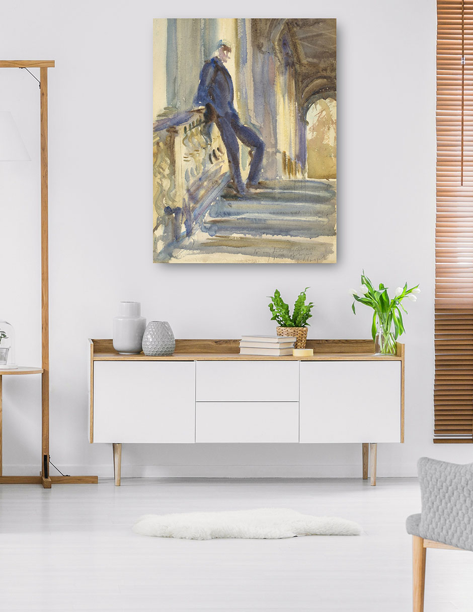 Foto 6 pulgar | Cuadro Decorativo - Sir Neville Wilkinson En Las Escaleras Del Puente Palladiano - John Singer Sargent - 107x143 -
