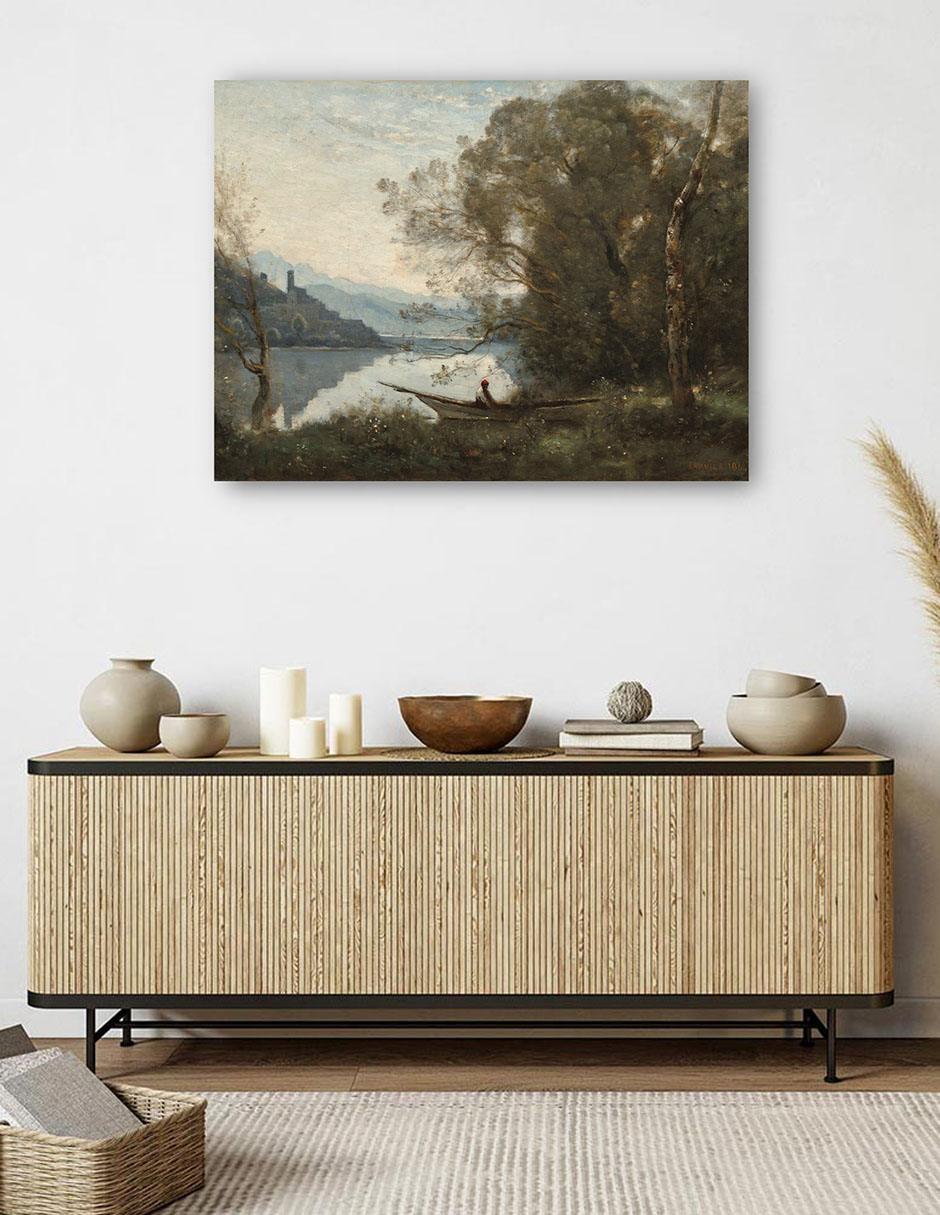 Foto 6 pulgar | Cuadro Decorativo - El Barquero Amarrado: Recuerdo De Un Lago Italiano- Jean-baptiste-camille Corot - Paisaje -6