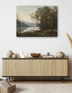 Foto 5 | Cuadro Decorativo - El Barquero Amarrado: Recuerdo De Un Lago Italiano- Jean-baptiste-camille Corot - Paisaje -6