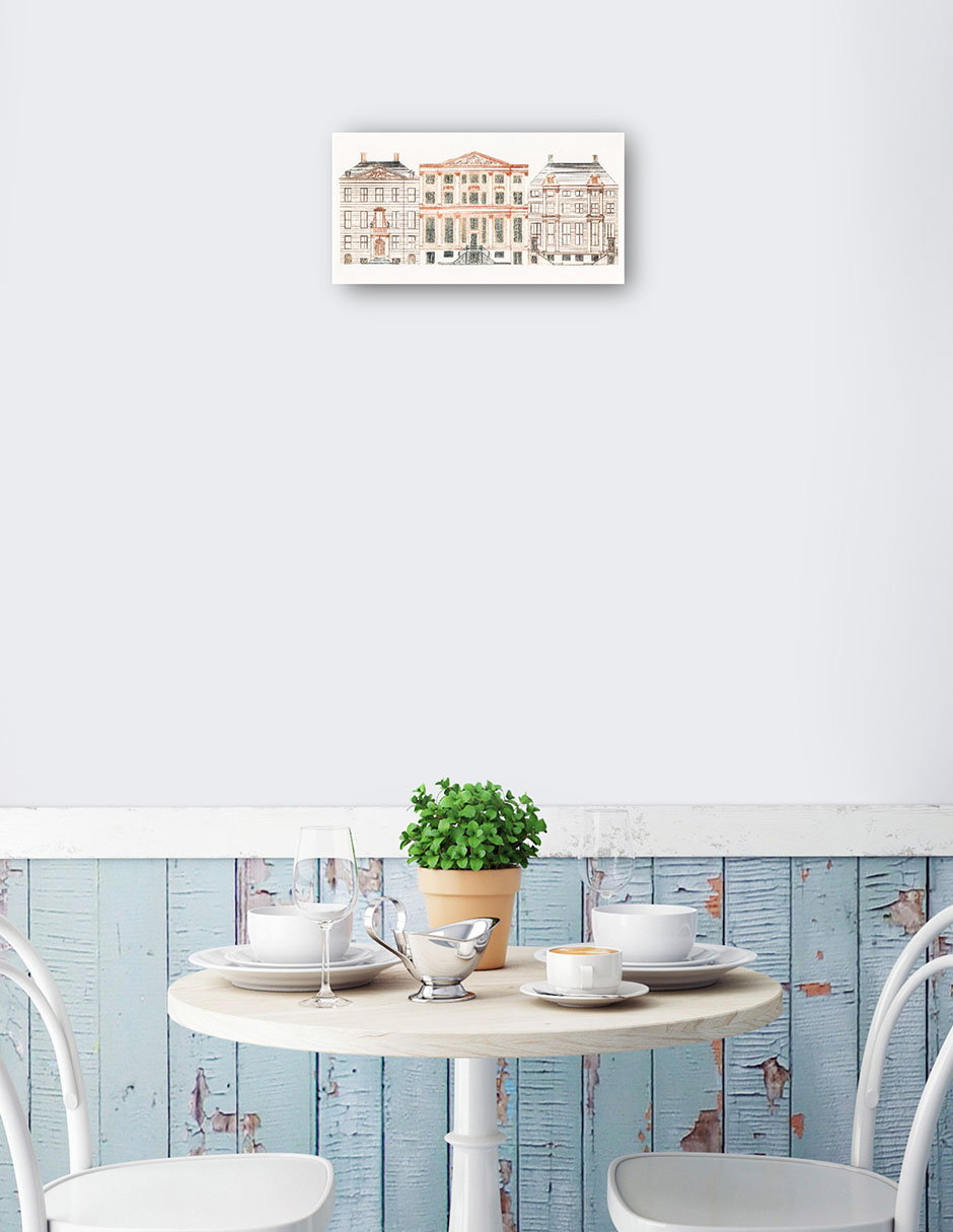 Foto 2 | Cuadro Decorativo - Casas Del Canal De Amsterdam En El Herengracht- Johan Teyler - Ciudades - 46x89 - Fine Art Tj