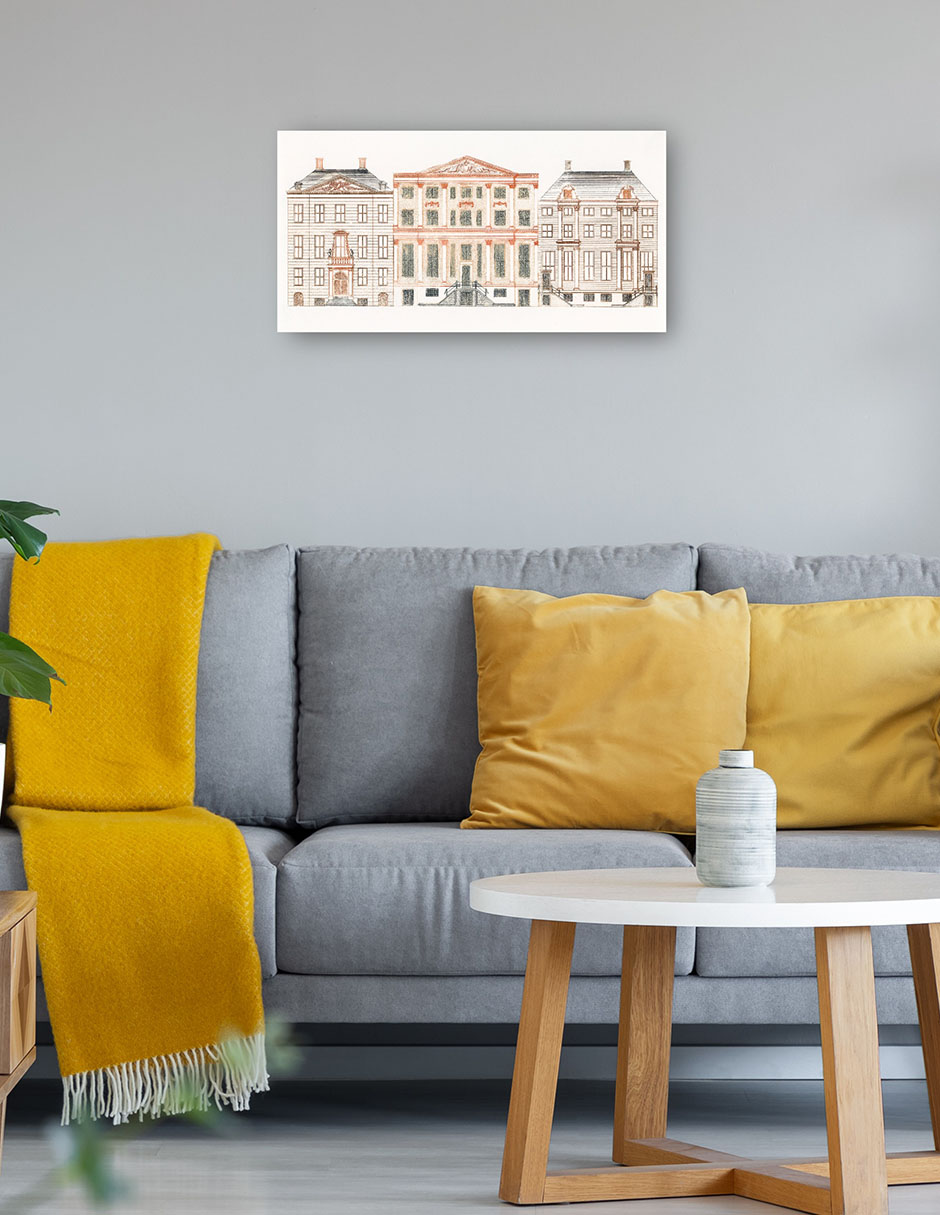 Foto 5 pulgar | Cuadro Decorativo - Casas Del Canal De Amsterdam En El Herengracht- Johan Teyler - Ciudades - 46x89 - Fine Art Tj