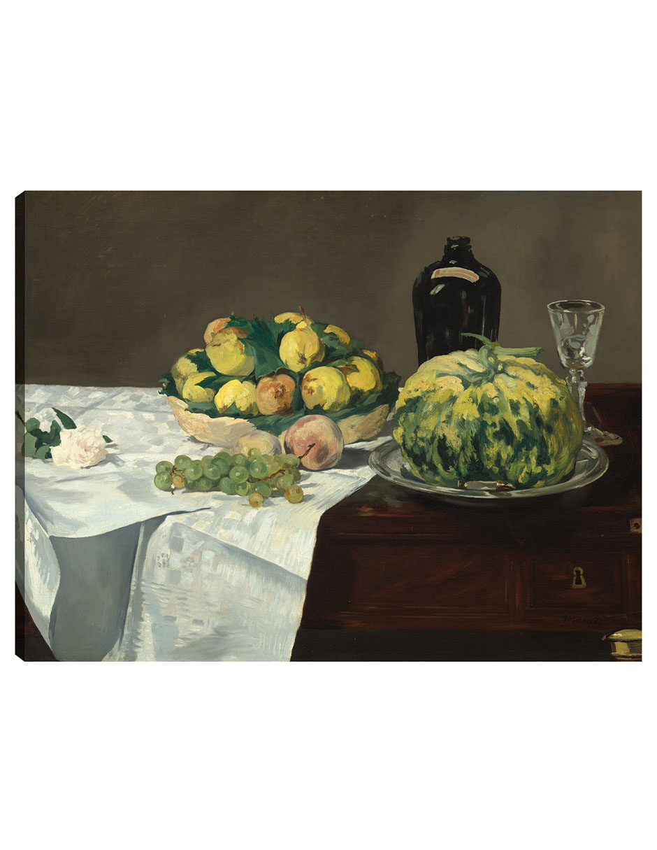 Foto 2 pulgar | Cuadro Decorativo - Naturaleza Muerta Con Melón Y Melocotones- Edouard Manet - Religión - 77x102-impresión En