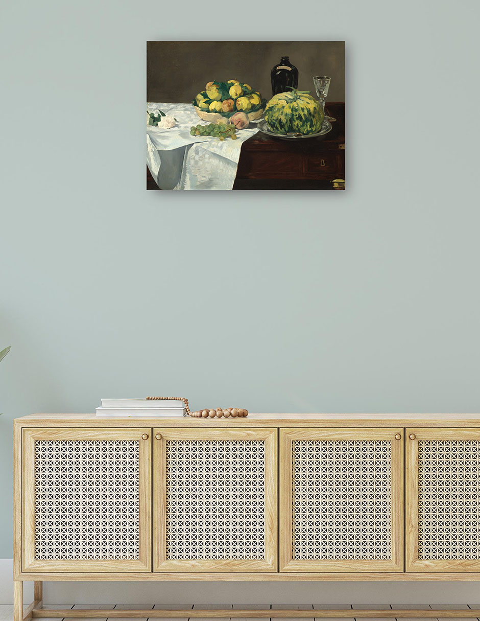 Foto 5 pulgar | Cuadro Decorativo - Naturaleza Muerta Con Melón Y Melocotones- Edouard Manet - Religión - 77x102-impresión En