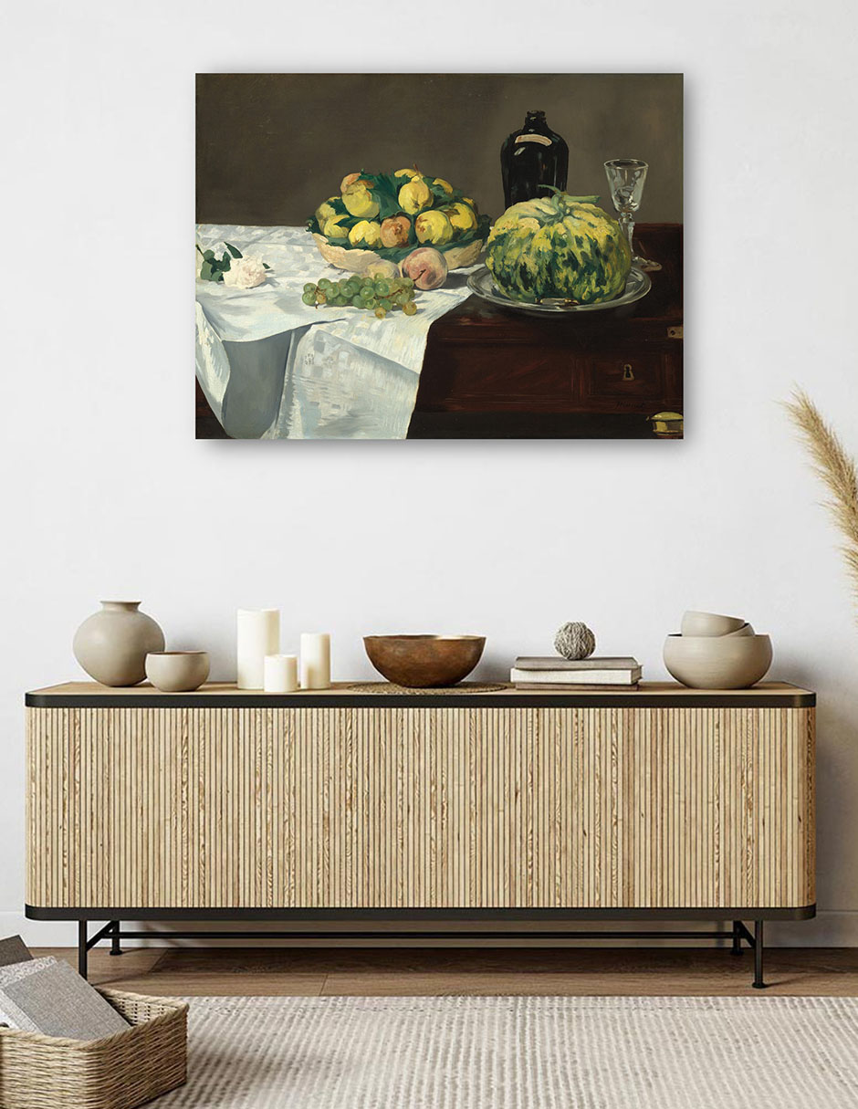 Foto 5 | Cuadro Decorativo - Naturaleza Muerta Con Melón Y Melocotones- Edouard Manet - Religión - 77x102-impresión En