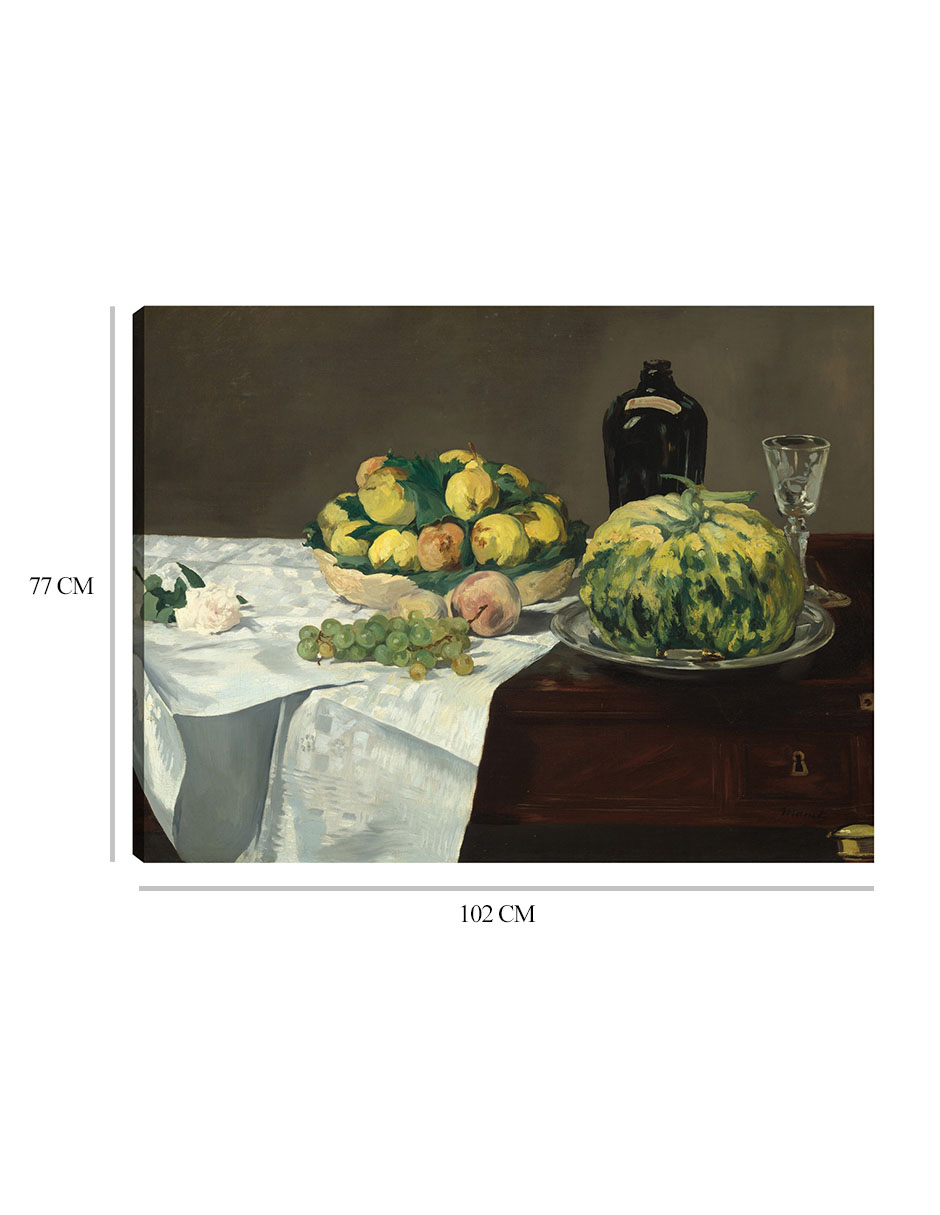 Foto 7 pulgar | Cuadro Decorativo - Naturaleza Muerta Con Melón Y Melocotones- Edouard Manet - Religión - 77x102-impresión En