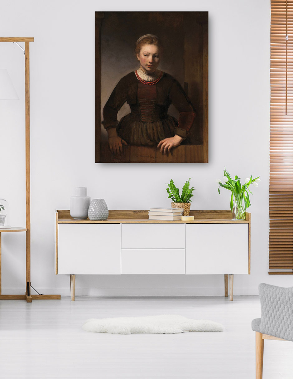 Foto 6 pulgar | Cuadro Decorativo - Mujer Joven En Una Media Puerta Abierta (1645)- Rembrandt Van Rijn - Fotografía - 46x61 - Fine Art