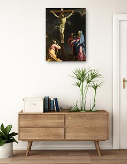 Foto 3 | Cuadro Decorativo - Cristo En La Cruz Con La Virgen Y Los Santos.- Eustache Le Sueur - Religión - 28x36 - Fine Art Tj