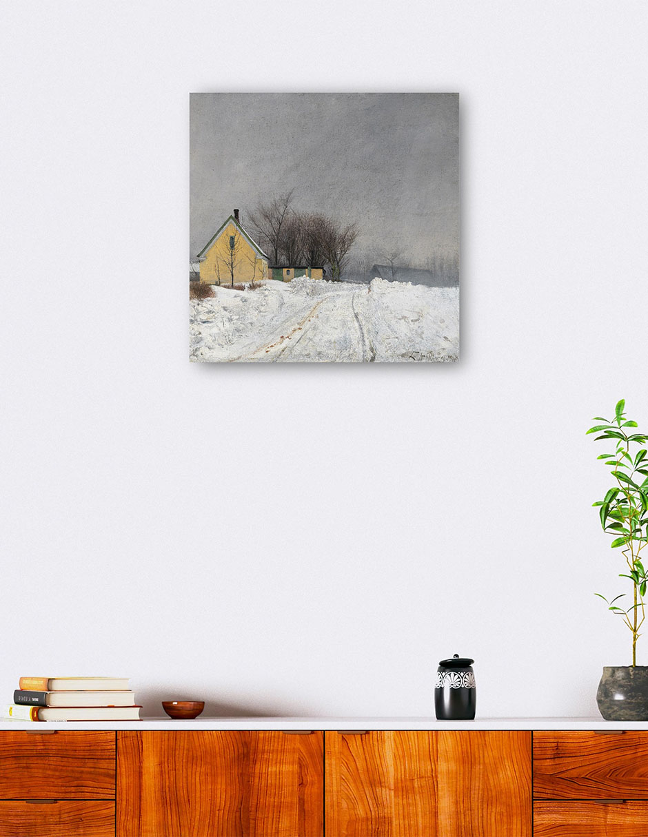 Foto 6 pulgar | Cuadro Decorativo - Día De Invierno Brumoso. A La Izquierda Una Casa Amarilla.- Laurits Andersen Ring - 31x31 - Fine