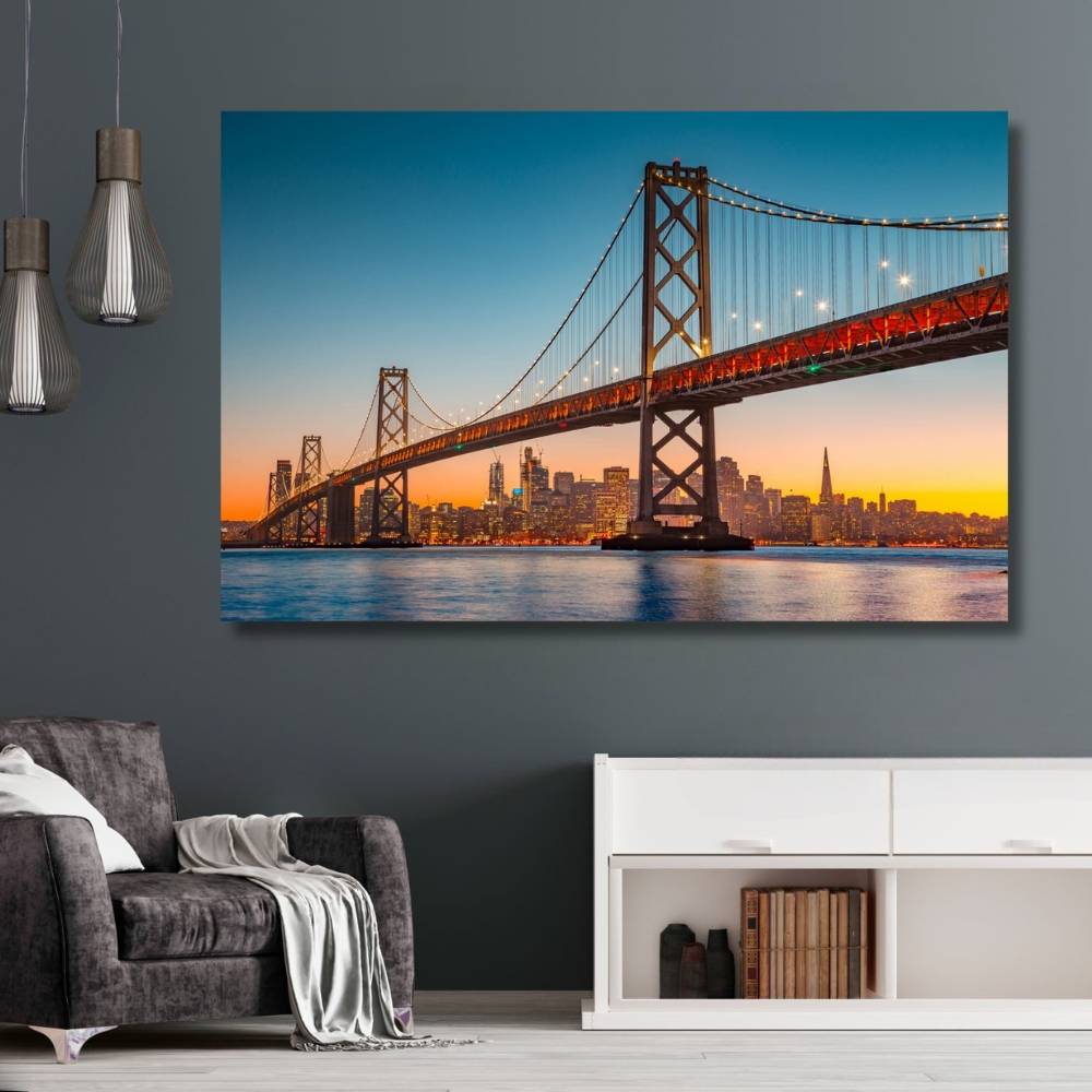 Foto 2 pulgar | Cuadro Decorativo Paisaje San Francisco 143cm X 89cm Marco Madera