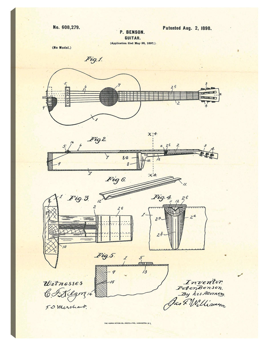 Foto 2 pulgar | Cuadro Decorativo - Guitarra Patentada, Inventor: Peter Benson,- National Archives - Frases - 28x36 - Fine Art Tj