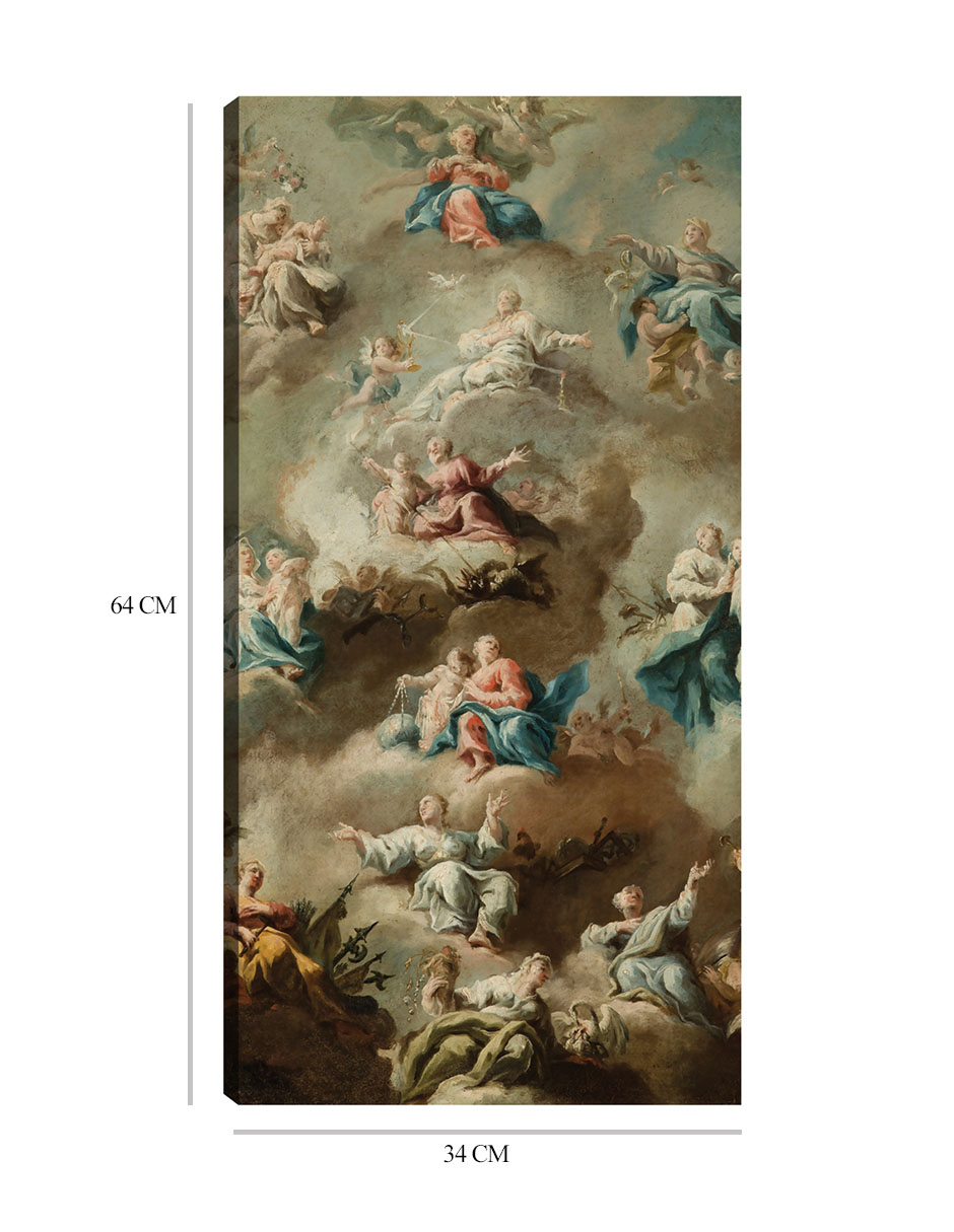 Foto 7 pulgar | Cuadro Decorativo - Escena Religiosa Alegórica Con La Virgen María (siglo Xviii)- Johann Michael Rottmayr - 34x