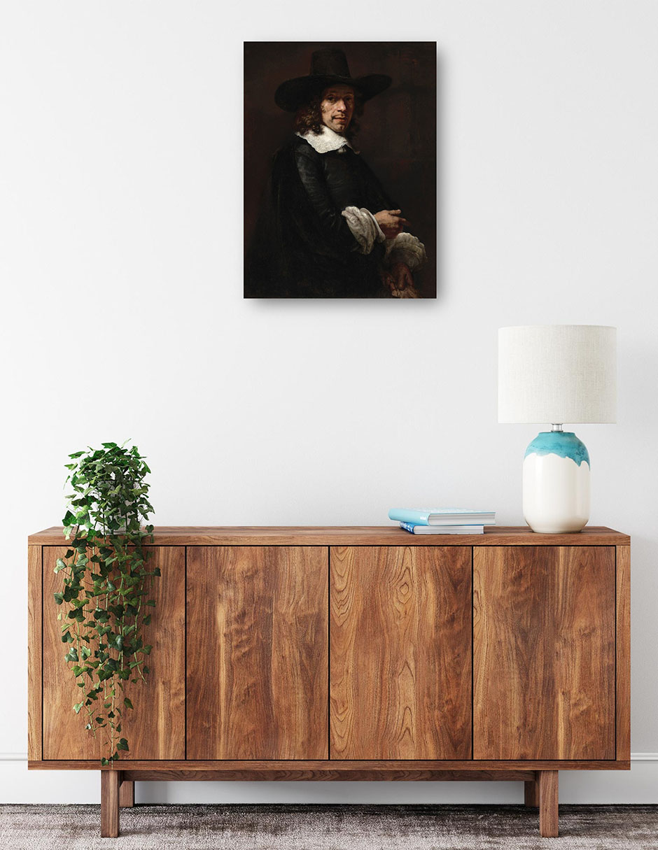 Foto 2 | Cuadro Decorativo - Retrato De Un Caballero Con Sombrero Alto Y Guantes, C. 1656/165- Rembrandt Van Rijn - 46x61 -