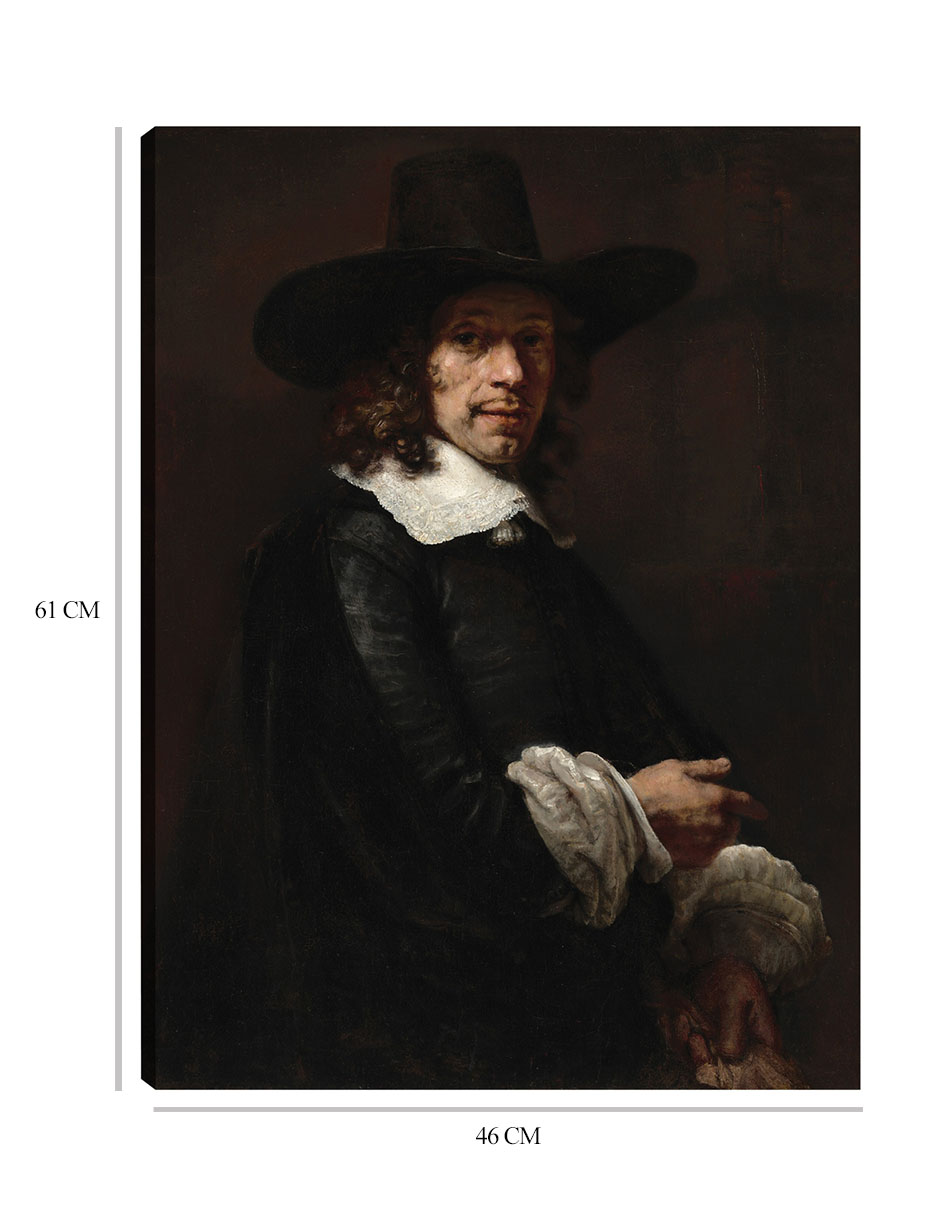 Foto 7 pulgar | Cuadro Decorativo - Retrato De Un Caballero Con Sombrero Alto Y Guantes, C. 1656/165- Rembrandt Van Rijn - 46x61 -