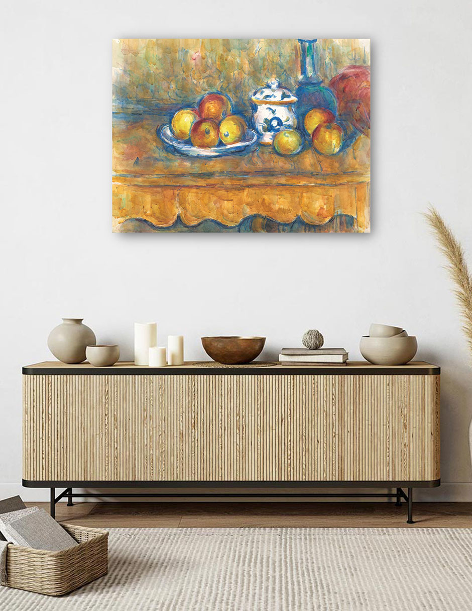 Foto 6 pulgar | Cuadro Decorativo - Stillleben Mit Blauer Flasche, Zuckerdose Und Äpfeln (1900-1902)- Paul Cézanne - 28x36 - Fine Art