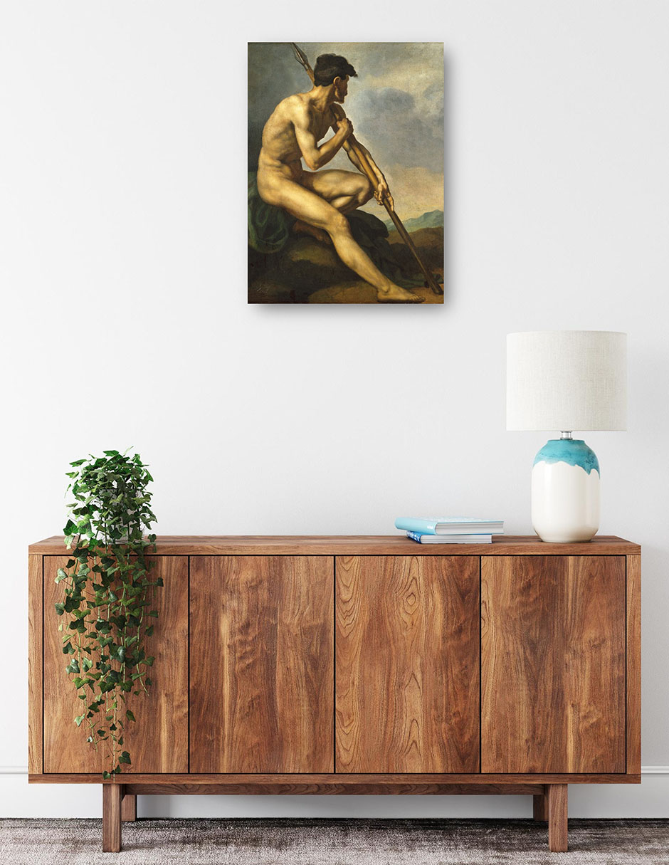Foto 3 pulgar | Cuadro Decorativo - Guerrero Desnudo Con Lanza C. 1816- Théodore Gericault - Fotografía - 46x61 -impresión En