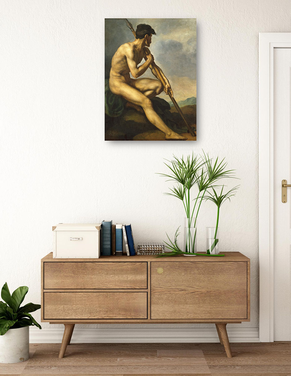 Foto 4 pulgar | Cuadro Decorativo - Guerrero Desnudo Con Lanza C. 1816- Théodore Gericault - Fotografía - 46x61 -impresión En