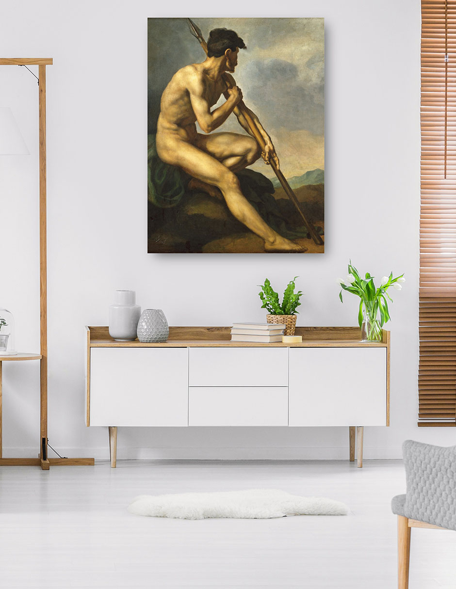Foto 6 pulgar | Cuadro Decorativo - Guerrero Desnudo Con Lanza C. 1816- Théodore Gericault - Fotografía - 46x61 -impresión En