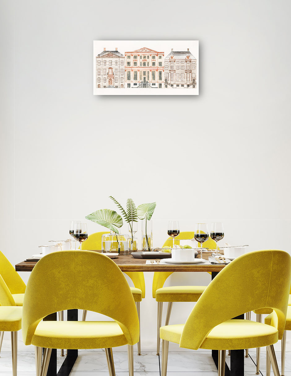Foto 4 pulgar | Cuadro Decorativo - Casas Del Canal De Amsterdam En El Herengracht- Johan Teyler - Ciudades - 72x138 - Fine Art Tj