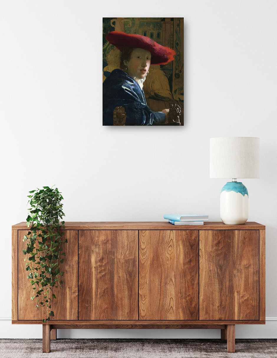Foto 3 pulgar | Cuadro Decorativo - La Chica Del Sombrero Rojo (c. 1665-1666)- Johannes Vermeer - Fotografía - 69x92 - Fine Art Tj