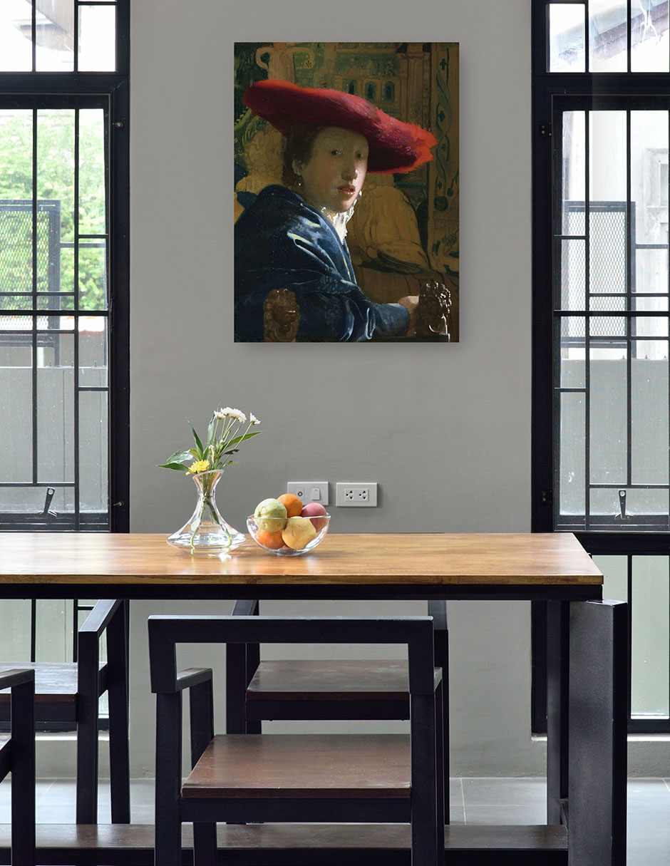 Foto 5 pulgar | Cuadro Decorativo - La Chica Del Sombrero Rojo (c. 1665-1666)- Johannes Vermeer - Fotografía - 69x92 - Fine Art Tj