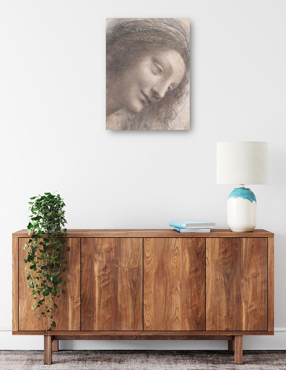 Foto 2 | Cuadro Decorativo - La Cabeza De La Virgen En Vista De Tres Cuartos Hacia La Derecha - Leonardo Da Vinci - 28x36 -