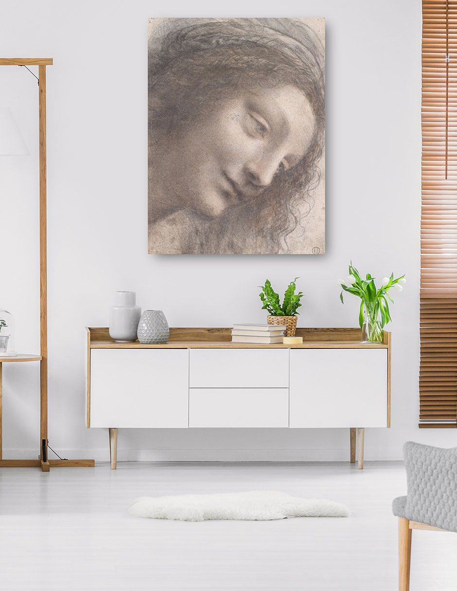 Foto 6 pulgar | Cuadro Decorativo - La Cabeza De La Virgen En Vista De Tres Cuartos Hacia La Derecha - Leonardo Da Vinci - 28x36 -