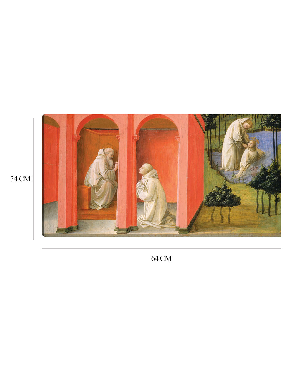 Foto 7 pulgar | Cuadro Decorativo - San Benito Ordena A San Mauro Rescatar A San Plácido- Fra Filippo Lippi - Religión - 34x64 - F
