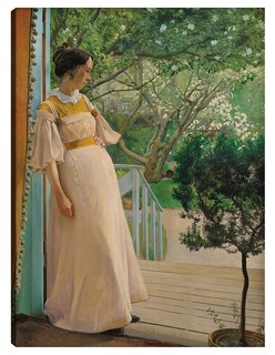 Foto 1 | Cuadro Decorativo - En Las Ventanas Francesas. La Esposa Del Artista- Laurits Andersen Ring - Fotografía - 28x36
