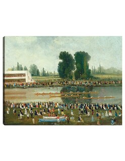 Foto 1 | Cuadro Decorativo - Escena De Remo: Multitudes Observando - E. Levy - 46x61 - Impresión En Lienzo - Fine Art Tj