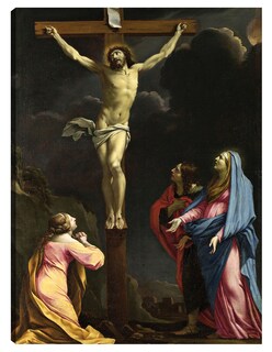 Foto 1 | Cuadro Decorativo - Cristo En La Cruz Con La Virgen Y Los Santos.- Eustache Le Sueur - Religión - 69x92 - Fine Art Tj
