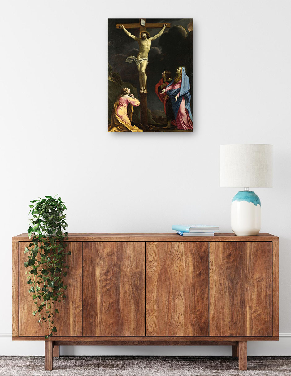 Foto 2 | Cuadro Decorativo - Cristo En La Cruz Con La Virgen Y Los Santos.- Eustache Le Sueur - Religión - 69x92 - Fine Art Tj