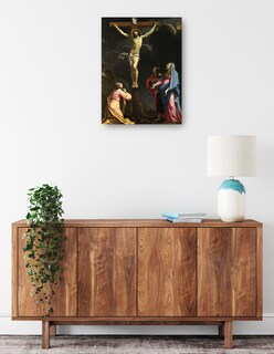 Foto 2 | Cuadro Decorativo - Cristo En La Cruz Con La Virgen Y Los Santos.- Eustache Le Sueur - Religión - 69x92 - Fine Art Tj