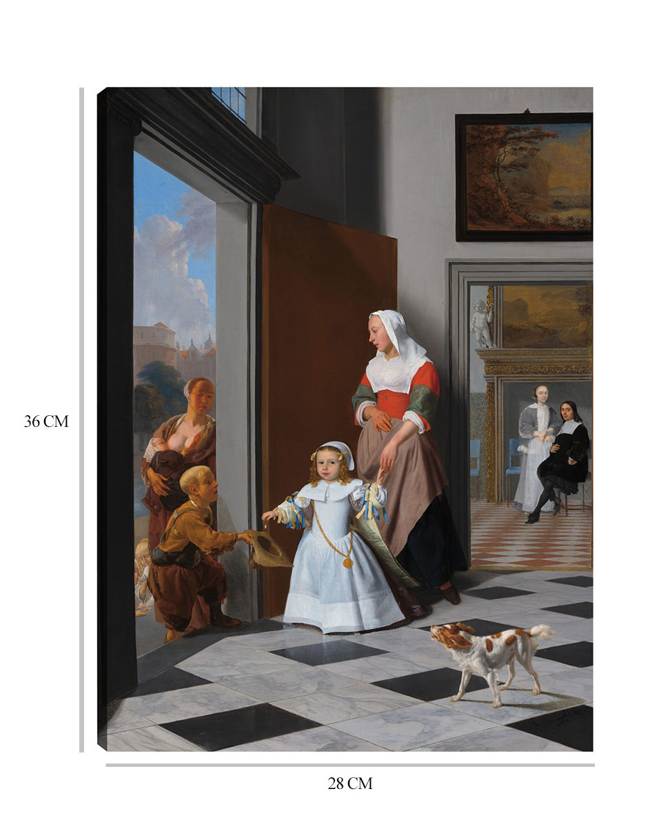 Foto 6 | Cuadro Decorativo - Una Enfermera Y Un Niño En Un Vestíbulo Elegante- Jacob Ochtervelt - Fotografía - 28x36 - Fine A