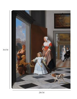 Foto 6 | Cuadro Decorativo - Una Enfermera Y Un Niño En Un Vestíbulo Elegante- Jacob Ochtervelt - Fotografía - 28x36 - Fine A