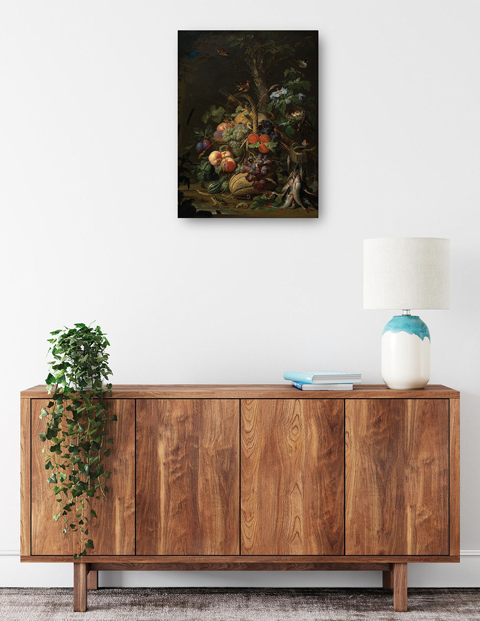 Foto 2 | Cuadro Decorativo - Naturaleza Muerta Con Frutas, Peces Y Un Nido.- Abraham Mignon - Floral - 69x92 - Fine Art Tj